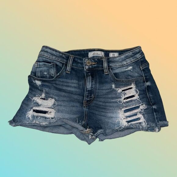 KanCan Kurvy Mid Rise Distressed Jean Shorts Size 26 #19 - Picture 1 of 5